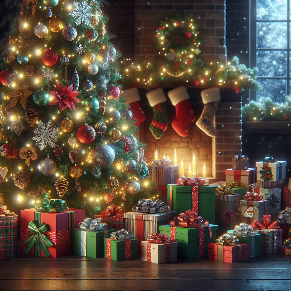 bild von einem Weihnachtsbaum mit vielen Geschenken die auch selber gebastelt sind